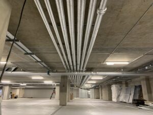 underground carpark pipework insulated by Lagforce in Dublin