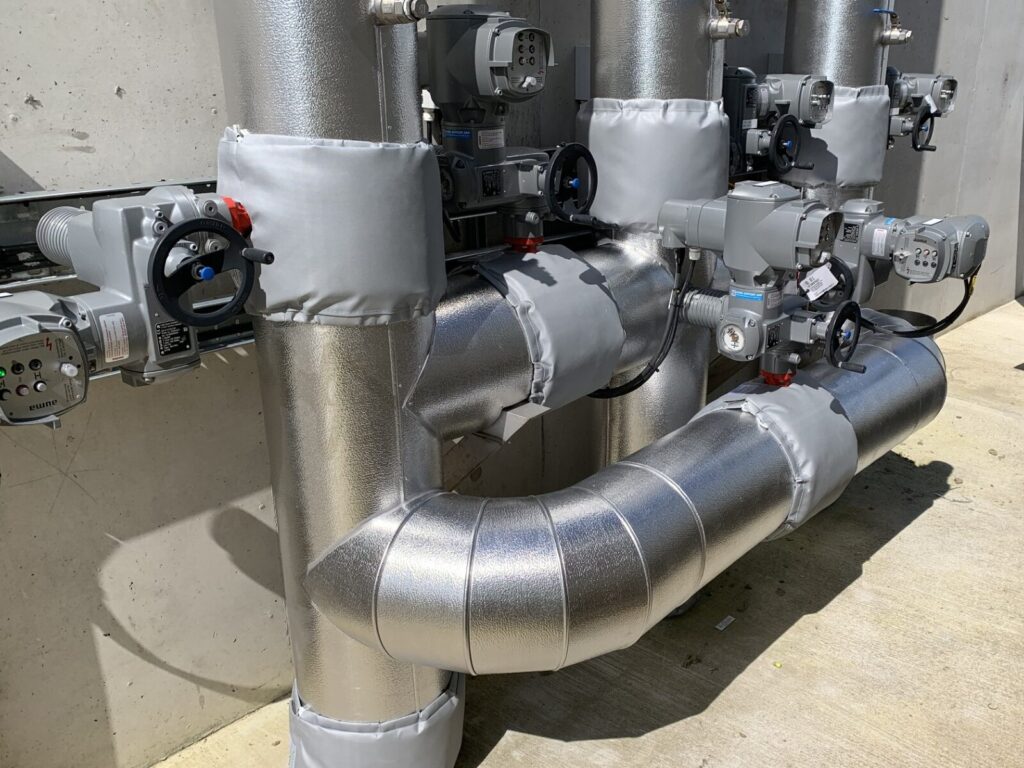 Industrial pipework insulation and aluminium cladding installation