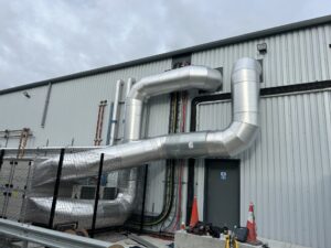Ventilation ducting insulated with foiled fibreglass and clad with aluminium by Lagforce in Naas in Kildare
