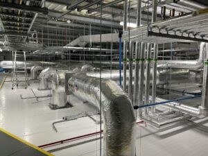 Foil-faced insulation on ventilation ductwork and water services in Naas, Co. Kildare