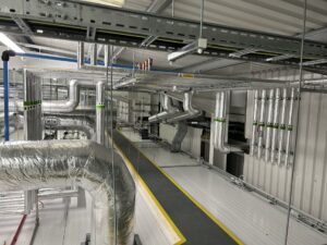 Ventilation ducting and water services pipework insulated with foiled fiberglass by Lagforce in Naas in Kildare