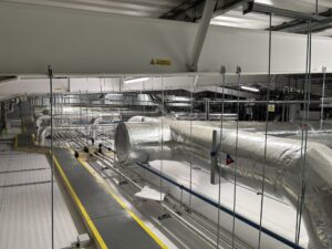 Ventilation ducting and water services pipework insulated with foiled fiberglass by Lagforce in Naas in Kildare