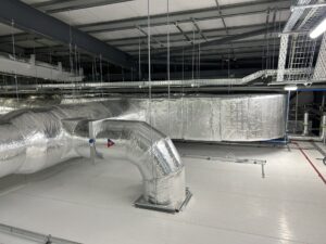 Foil-faced insulation on ventilation ductwork and water services in Naas, Co. Kildare
