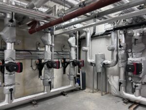 LTHW pipework and dirt separator insulated and had our sheet metal fabrication services applied to for energy efficiency 